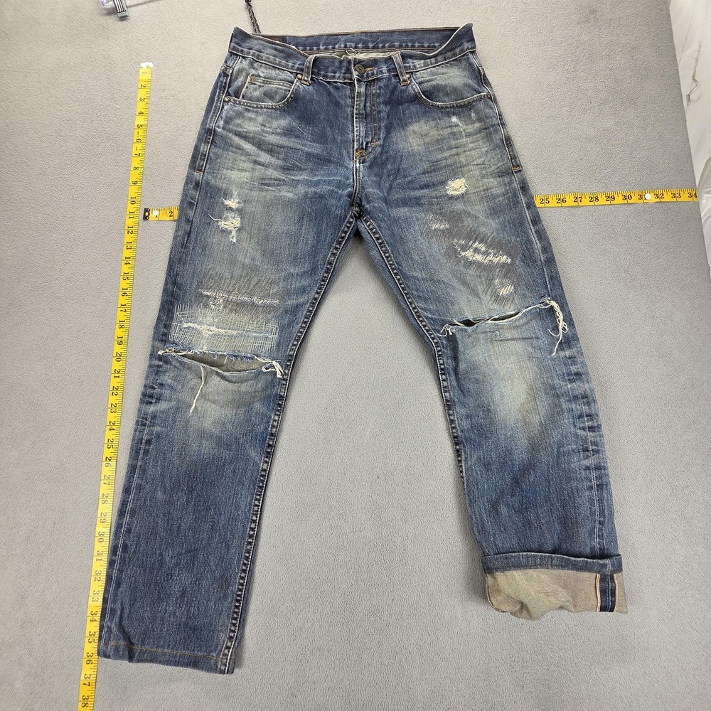 Vintage Lee Jeans Mens Blue Selvedge 101+ Zed Thrashed Honeycomb Fits 31x28